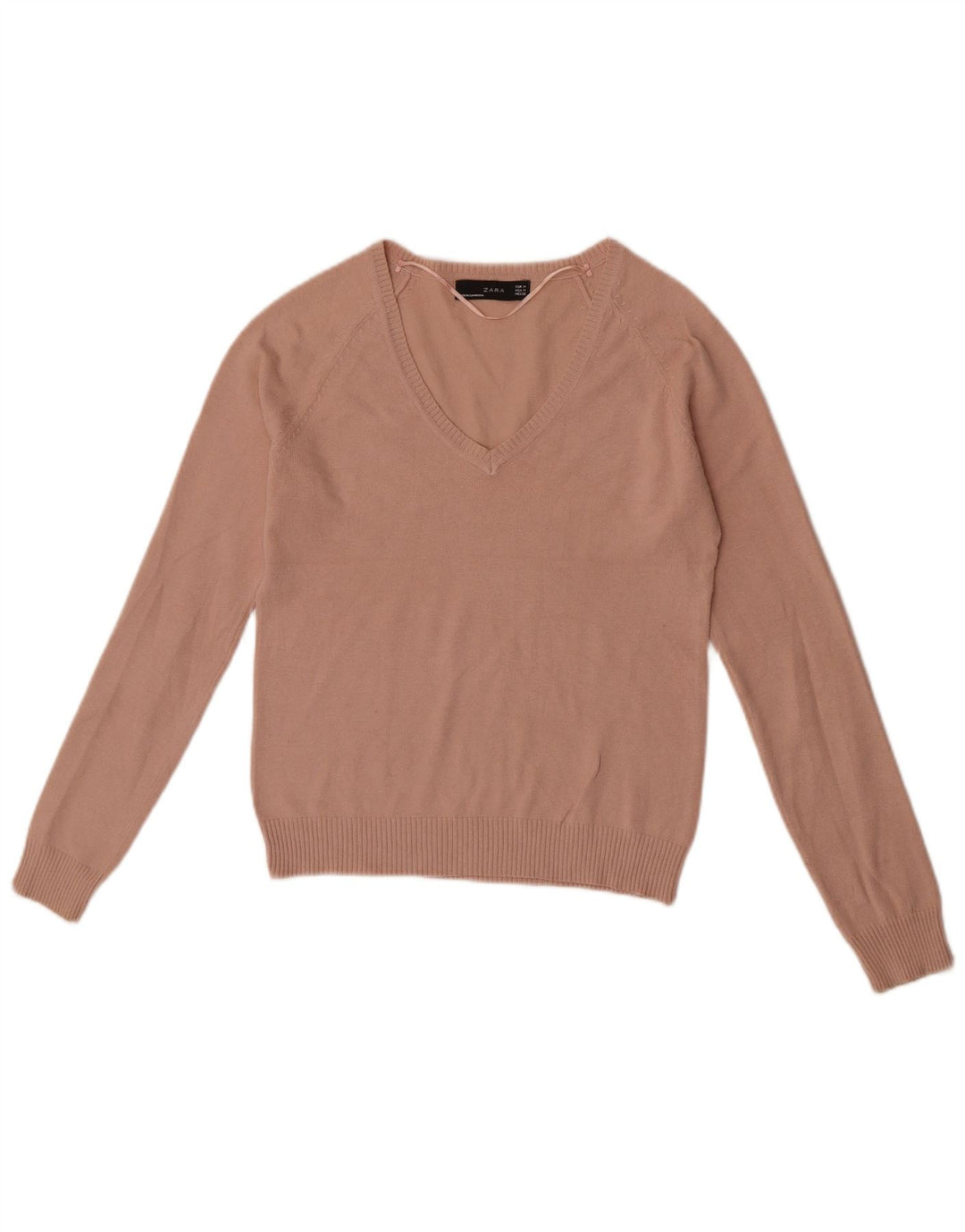 Maglione corto con scollo a V da donna Zara UK 12 Rosa medio