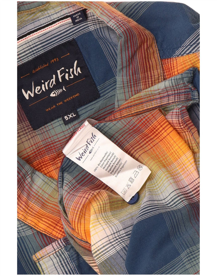 Camicia a maniche corte da uomo Weird Fish 5XL in cotone a quadri multicolore
