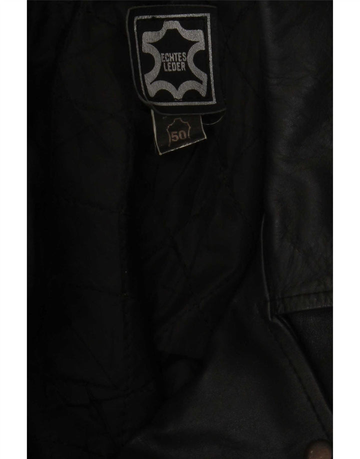 Giacca da motociclista in pelle militare vintage da uomo IT 50 media nera
