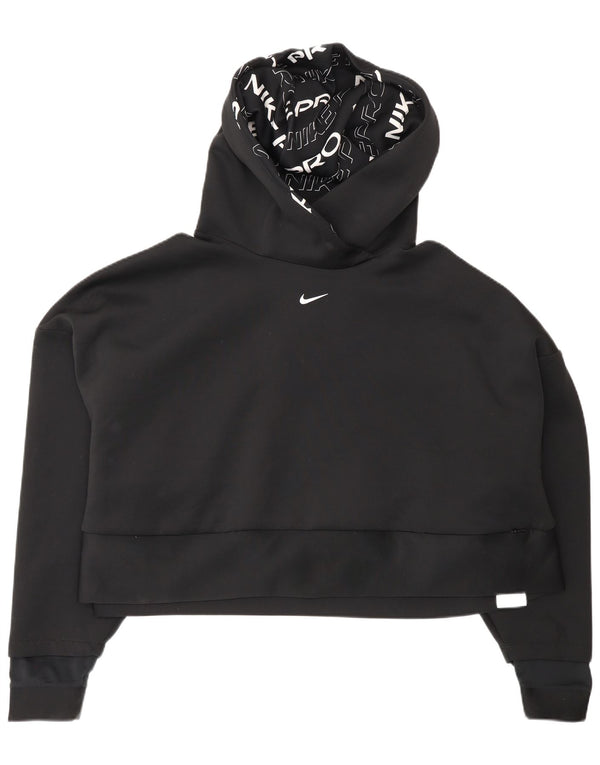 Felpa con cappuccio Nike Dri Fit Crop da donna UK 14 2XL Sport in poliestere nero