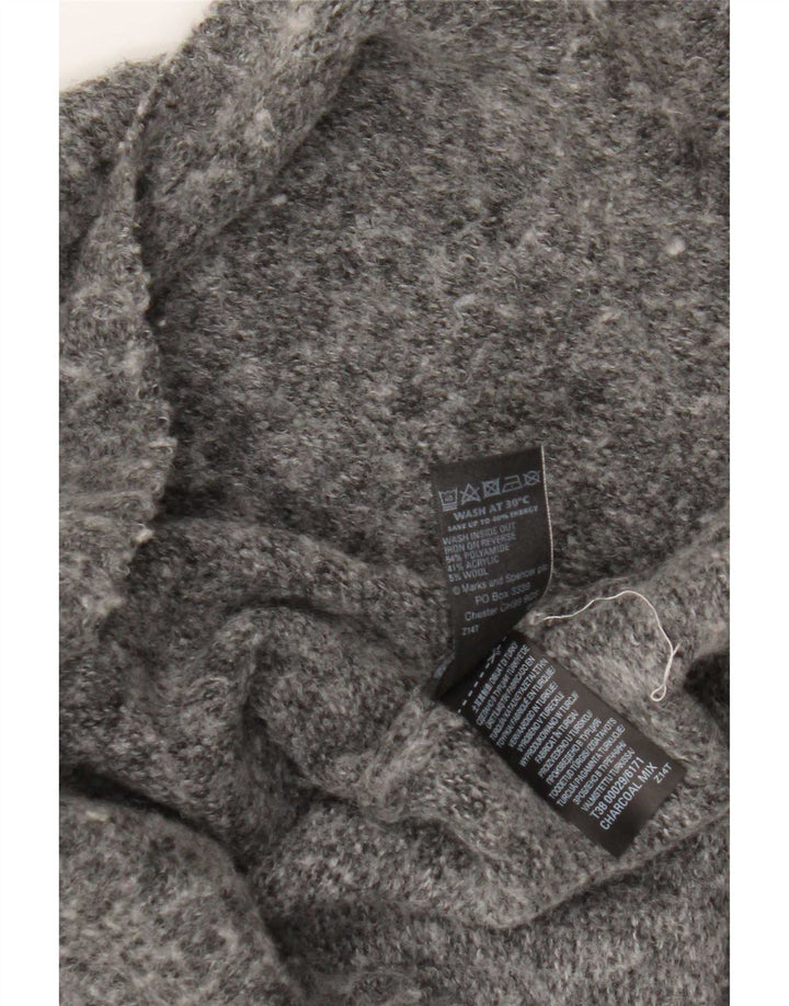 Maglione maglione a collo alto da donna Marks & Spencer UK 14 Grigio medio chiazzato