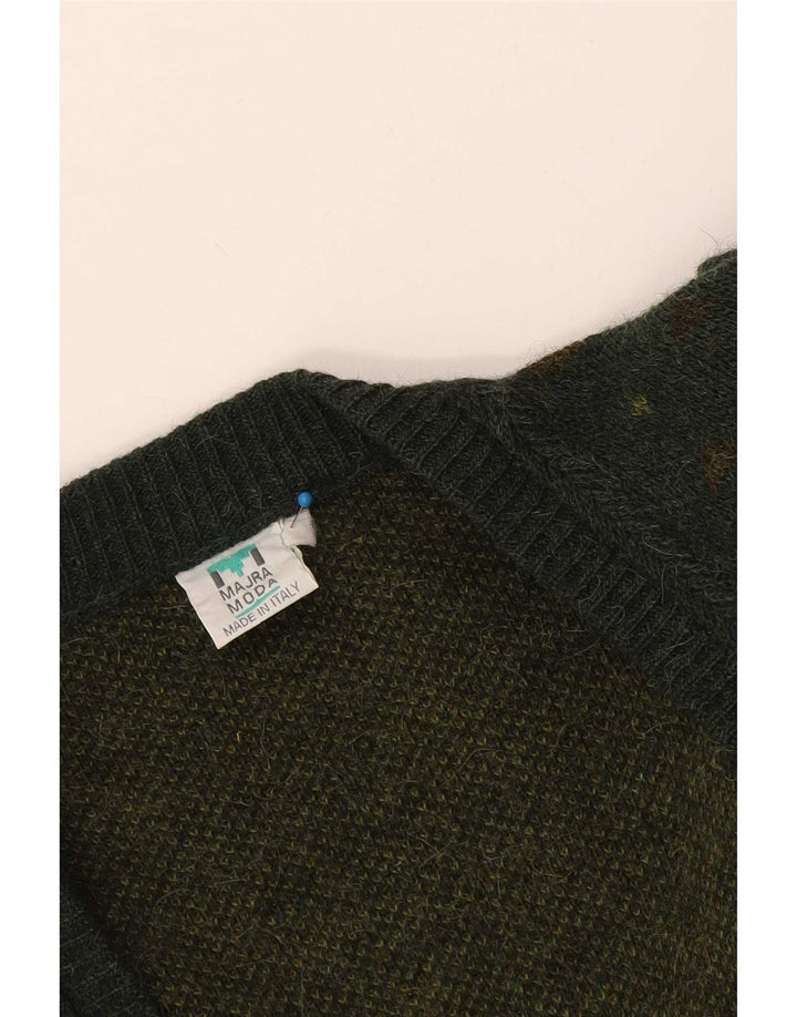 Maglione cardigan da uomo vintage grande Fair Isle verde