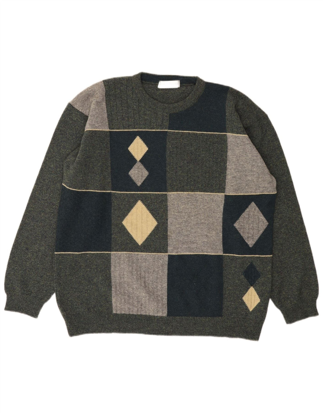 Maglione maglione girocollo da uomo Marks & Spencer grande color block verde
