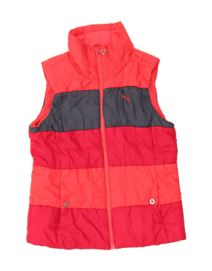 PUMA Womens Padded Gilet UK 10 Small Red Colourblock Polyester Vintage Puma and Second-Hand Puma from Messina Hembry 