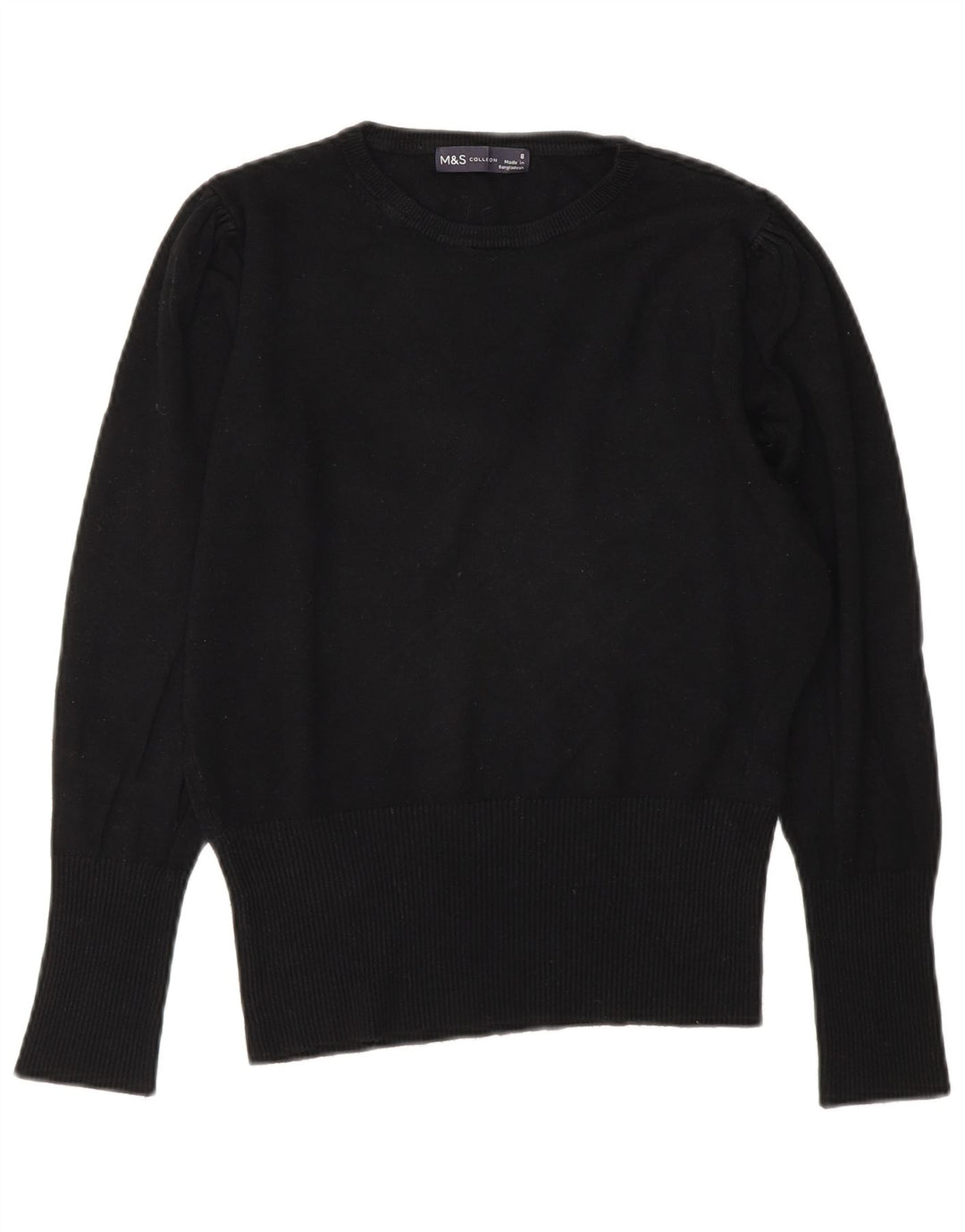 Maglione maglione con scollo a barca da donna Marks & Spencer UK 8 piccolo in viscosa nera