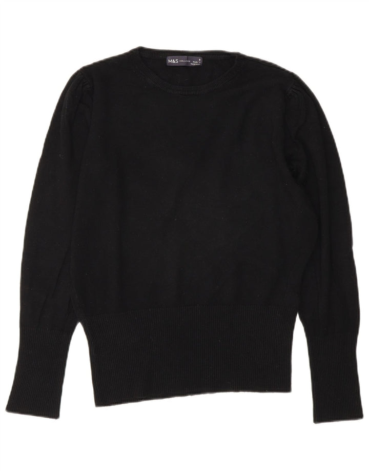 Maglione maglione con scollo a barca da donna Marks & Spencer UK 8 piccolo in viscosa nera