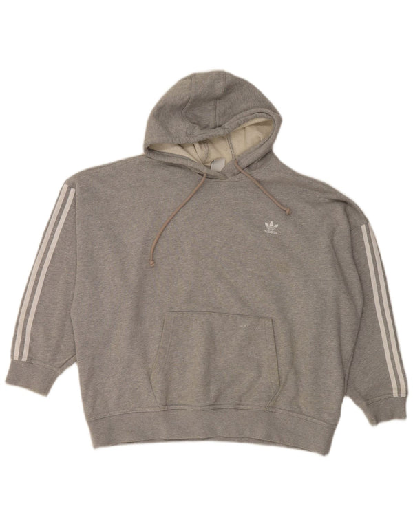Felpa con cappuccio oversize da donna Adidas UK 14 cotone grigio medio