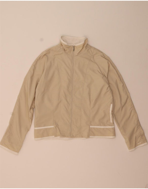 Nike Womens Tracksuit Top Jacket US 12/14 Large Beige Polyester