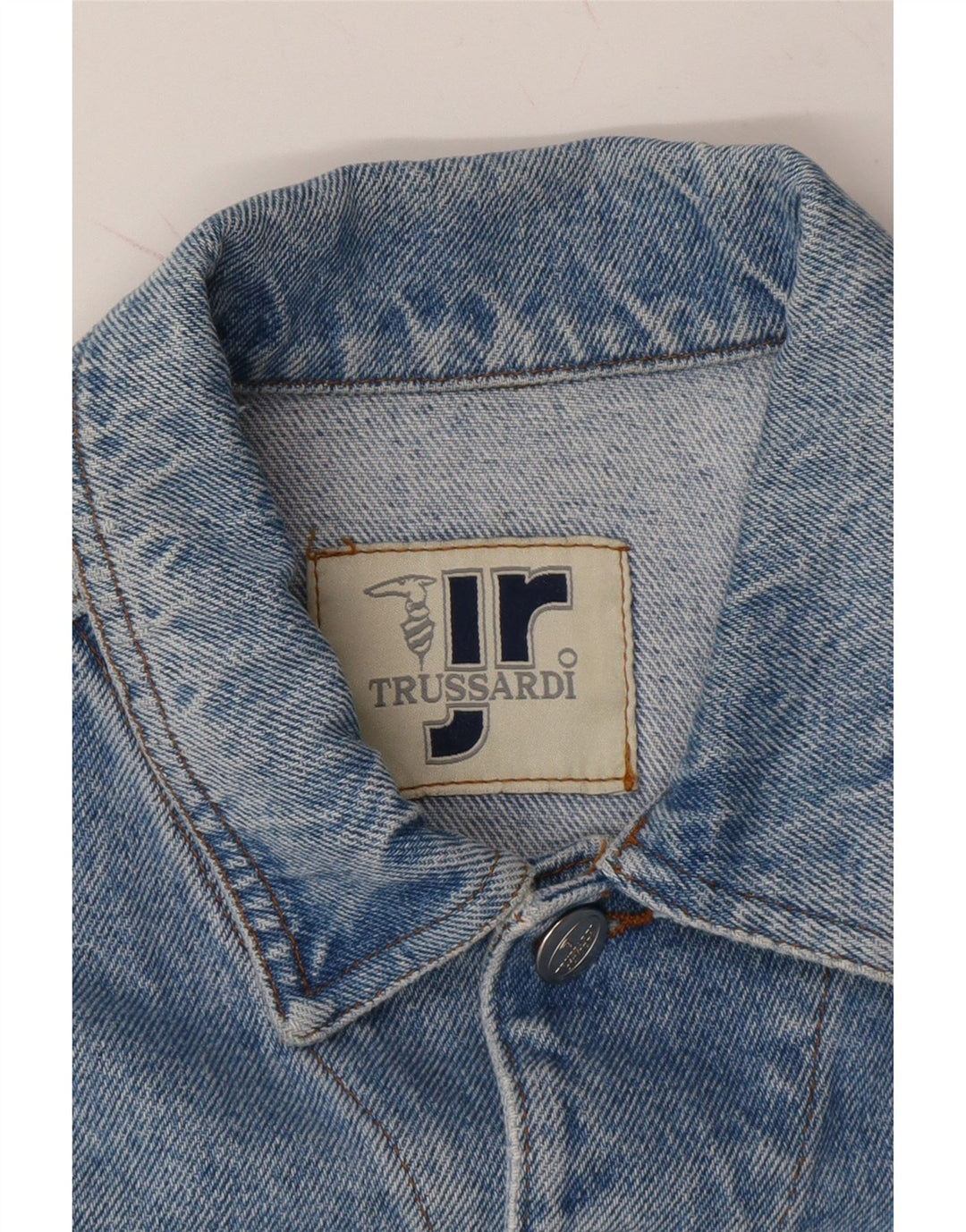 TRUSSARDI Boys Denim Jacket 11-12 Years Blue Cotton Vintage Trussardi and Second-Hand Trussardi from Messina Hembry 