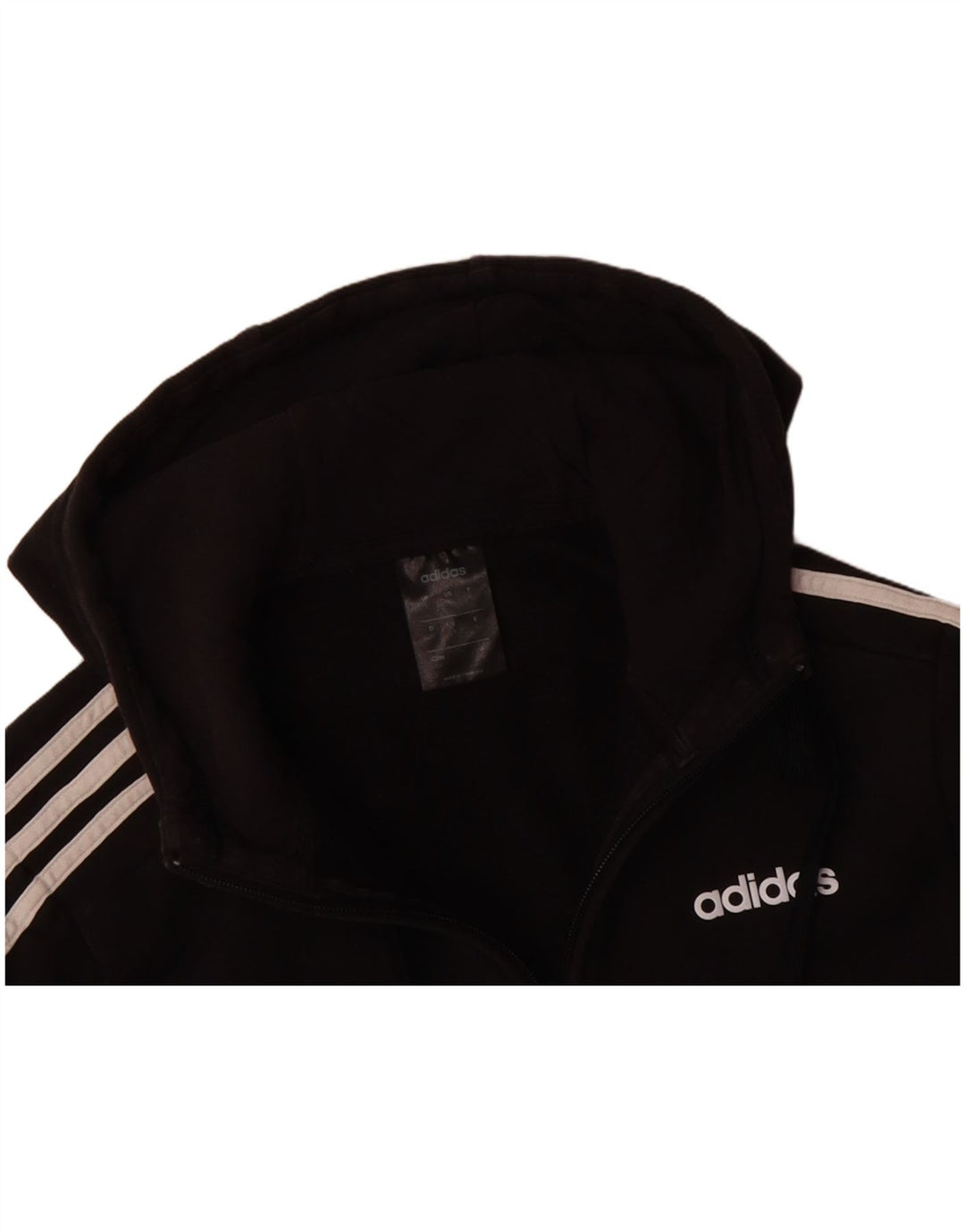 ADIDAS Mens Zip Hoodie Sweater Small Black Cotton