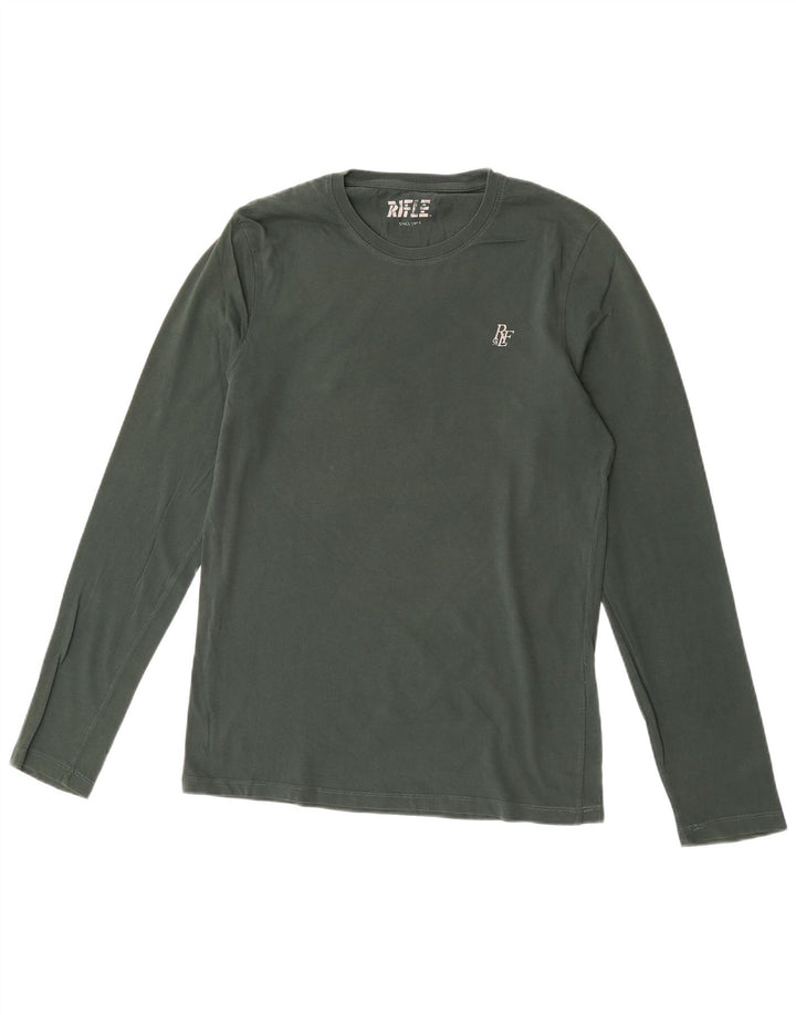 Maglia da uomo a maniche lunghe Rifle piccola in cotone verde