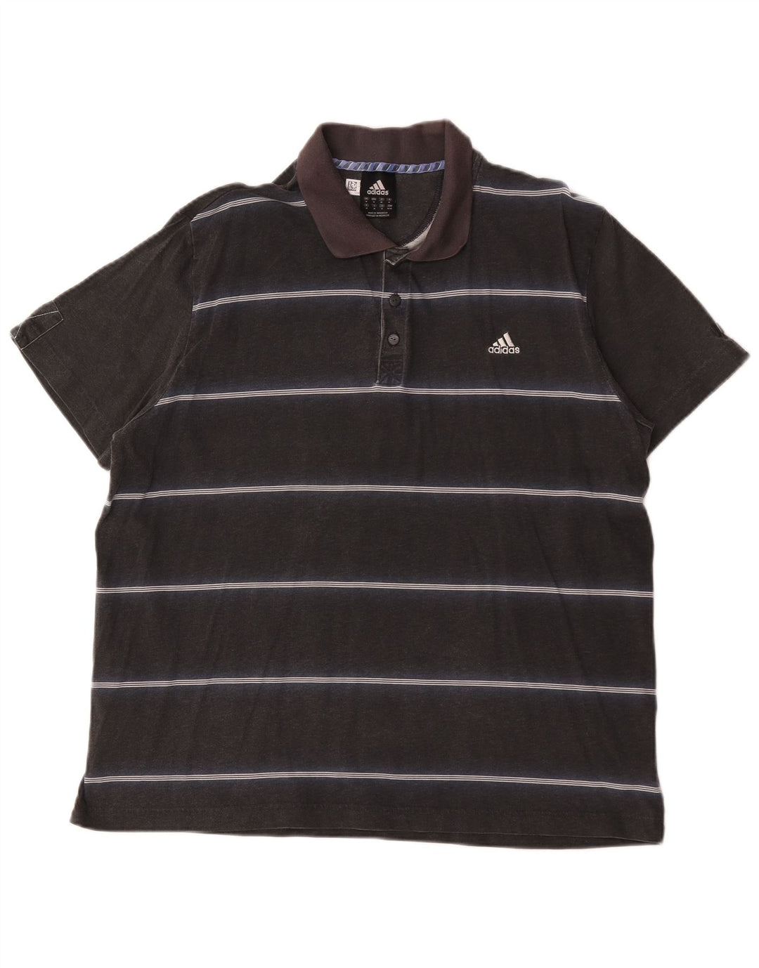 Polo Adidas da uomo in cotone a righe medie nere