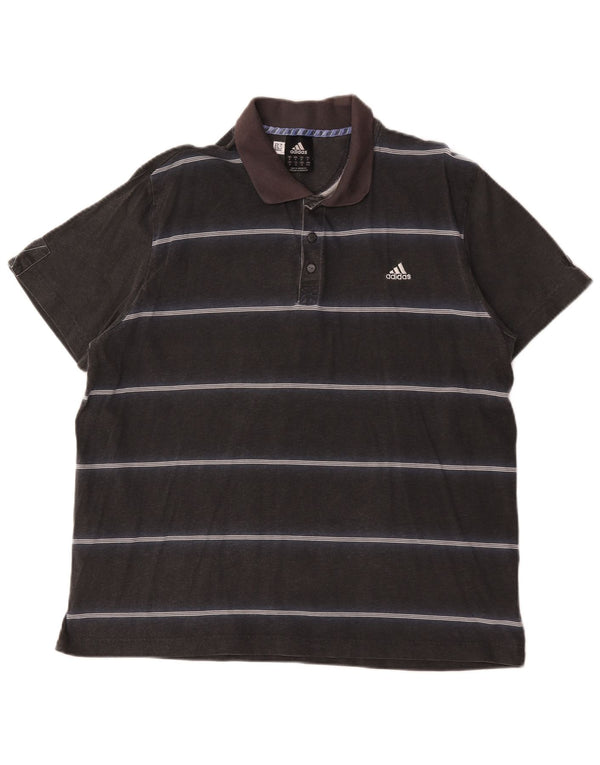 Polo Adidas da uomo in cotone a righe medie nere