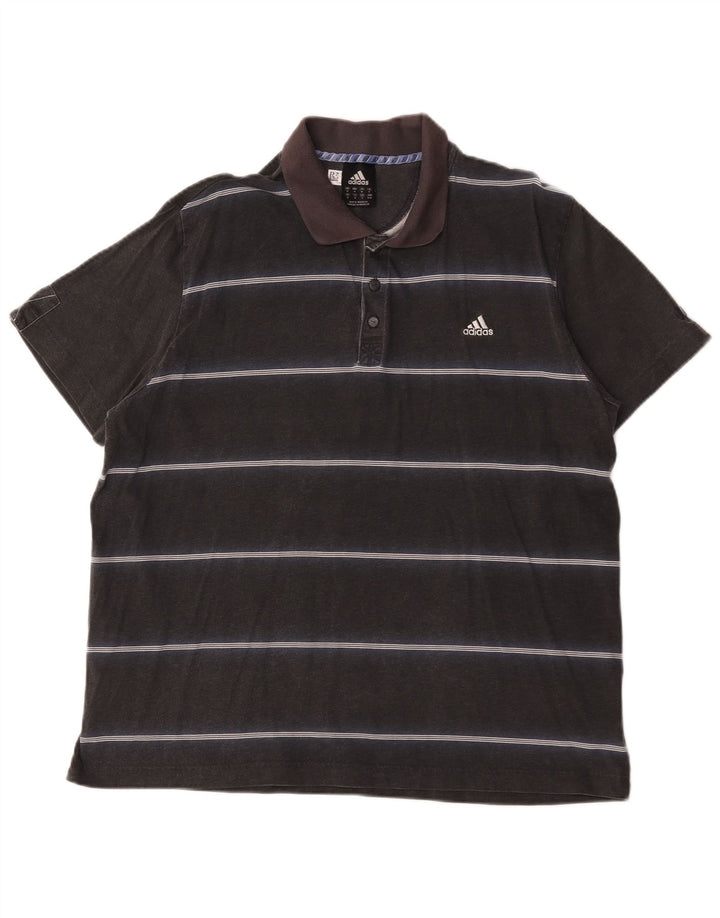 Polo Adidas da uomo in cotone a righe medie nere