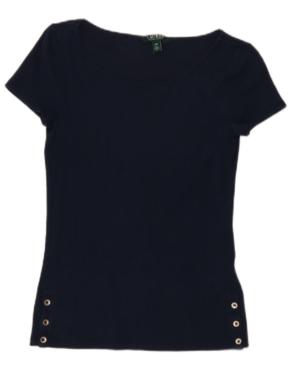 T-shirt da donna Ralph Lauren Top UK 8 Small in cotone blu navy