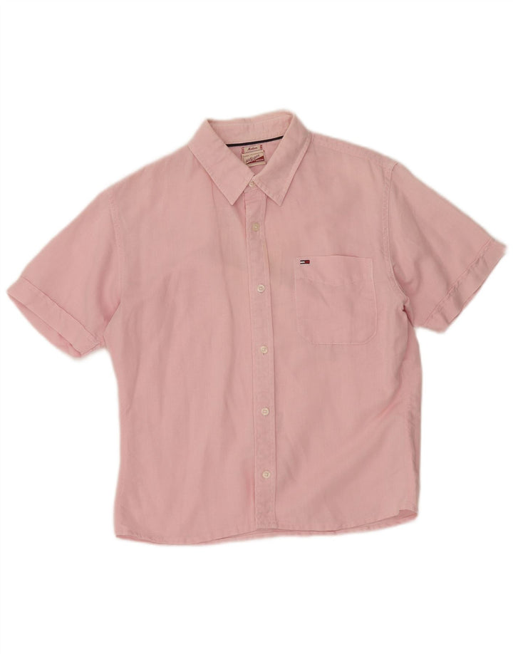 Camicia a maniche corte da uomo Tommy Hilfiger rosa medio
