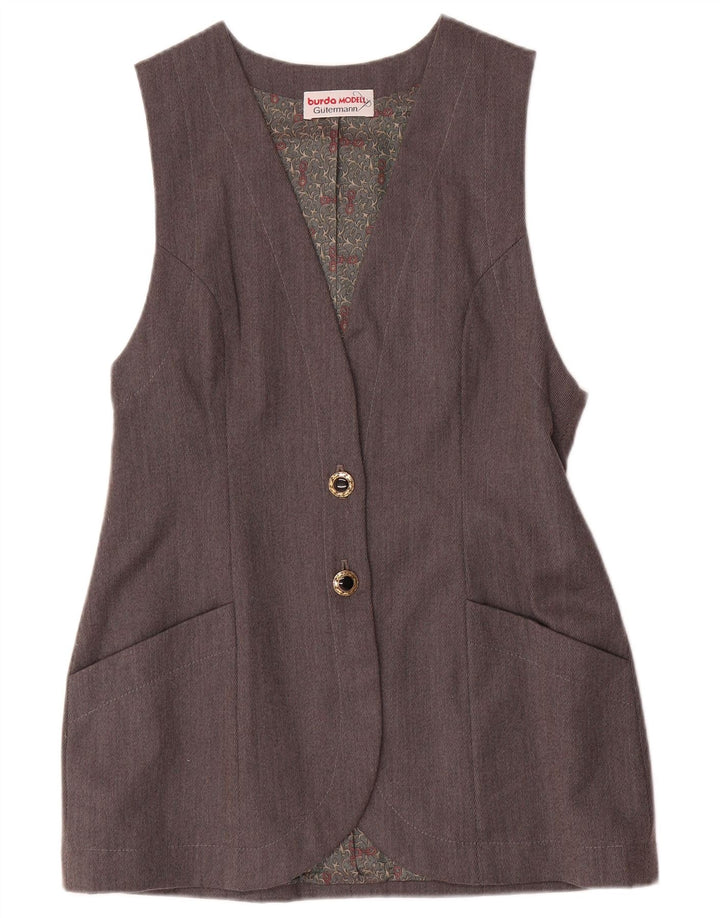 Set gonna vintage da donna a 2 bottoni in 2 pezzi UK 12 medio W28 a righe grigie