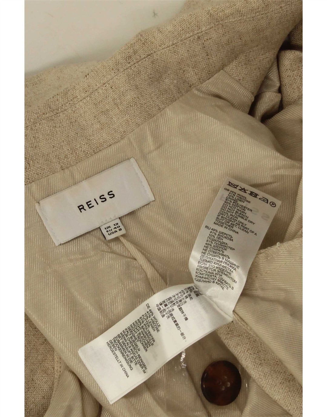Tuta senza maniche da donna Reiss UK 12 Lana beige medio