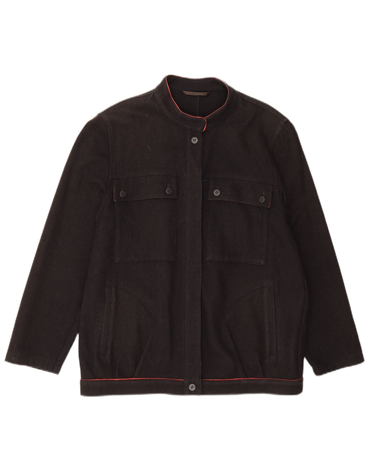AQUARAMA Womens Utility Jacket UK 14 Medium Black Wool