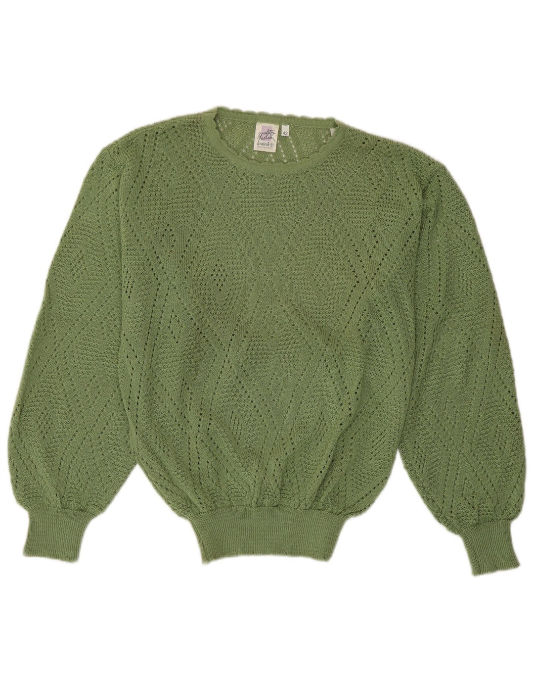 Maglione maglione girocollo da donna Bayer EU 42 grande acrilico verde
