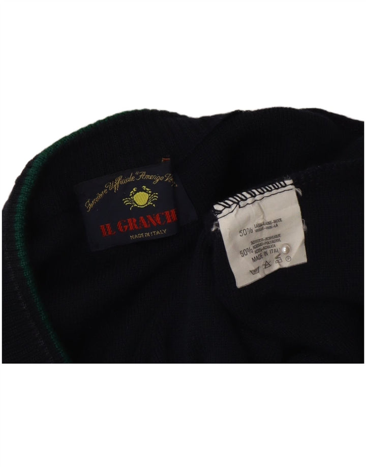 Maglione da uomo con scollo a V Il Granchio XL in lana blu navy