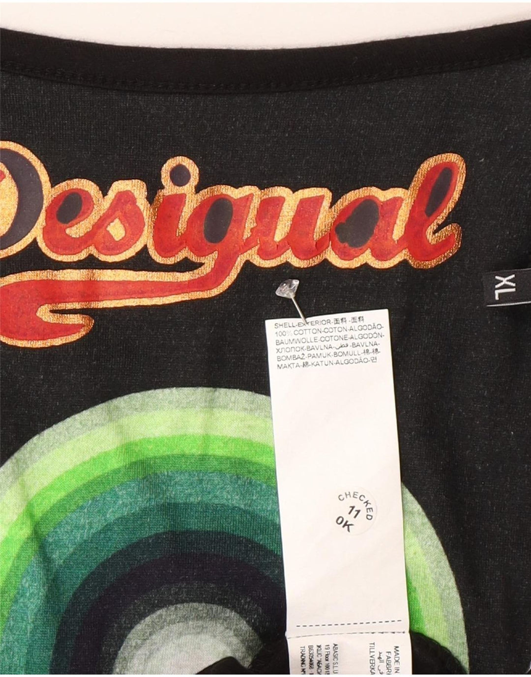 Desigual Abito impero grafico da donna con motivo astratto XL Nero moderno