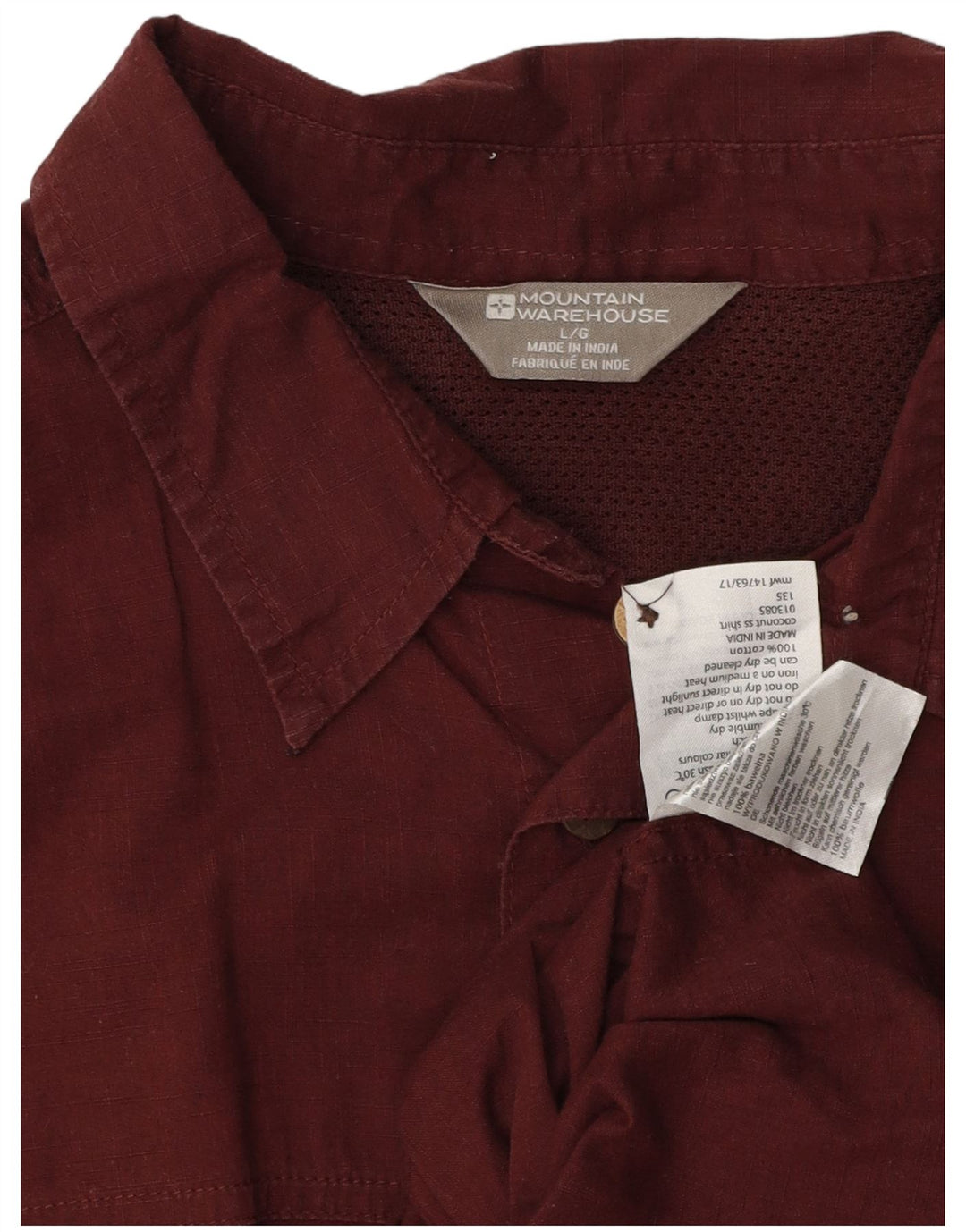 MOUNTAIN WAREHOUSE Camicia da uomo a maniche corte grande in cotone bordeaux
