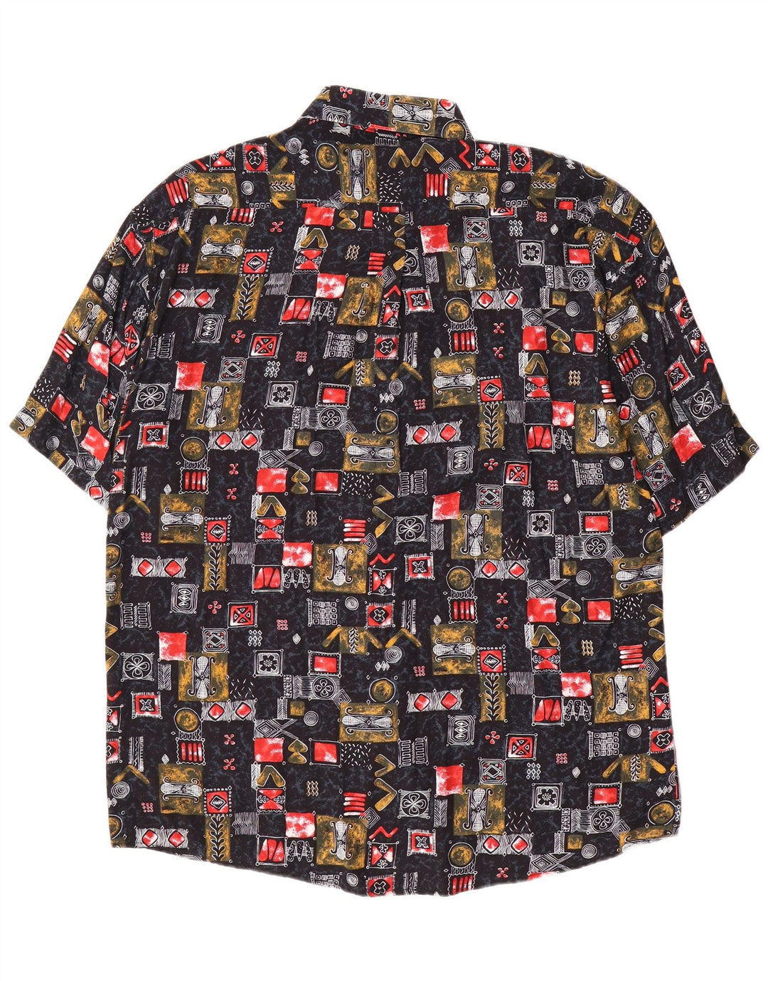 Camicia a maniche corte da uomo Tipo' S XL in viscosa patchwork nera