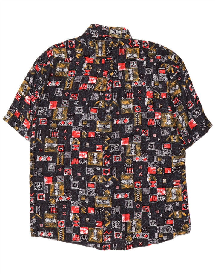 Camicia a maniche corte da uomo Tipo' S XL in viscosa patchwork nera