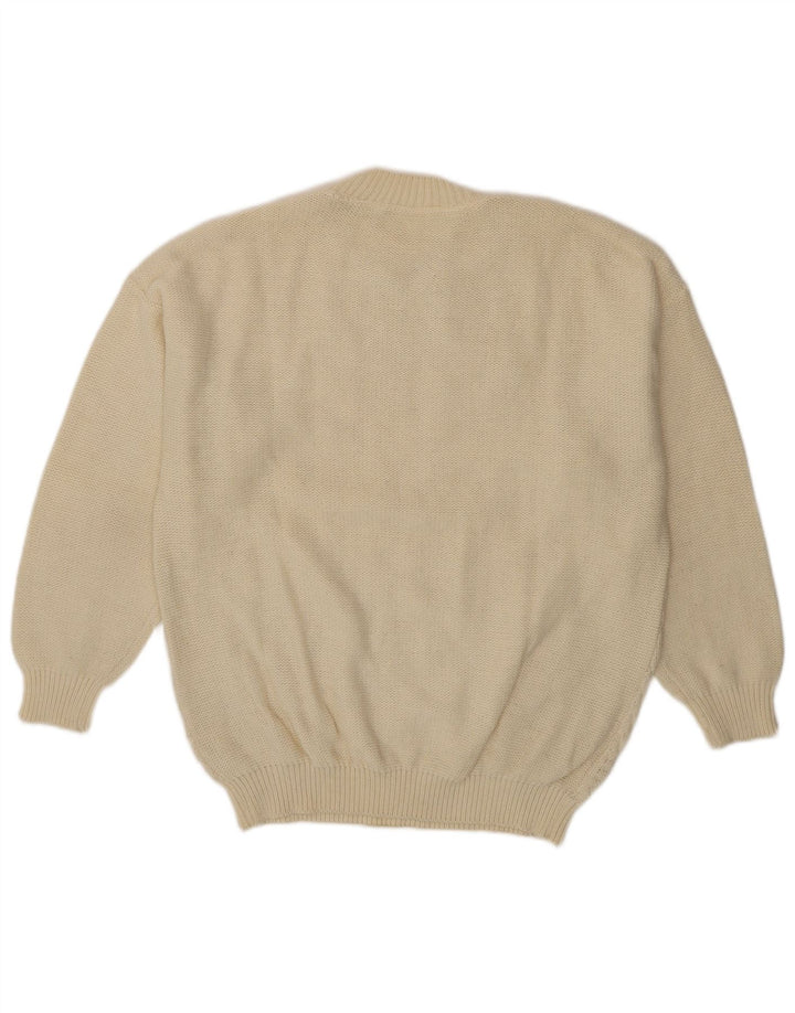Maglione maglione girocollo da uomo vintage grande beige