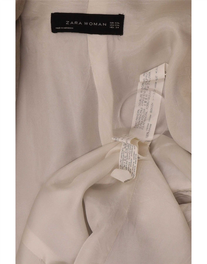 Giacca blazer aperta da donna con maniche a 3/4 Zara UK 22 2XL viscosa grigia