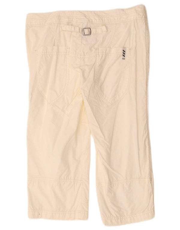 Adidas Womens Straight Capri Trousers UK 14 Large W34 L21 White Cotton