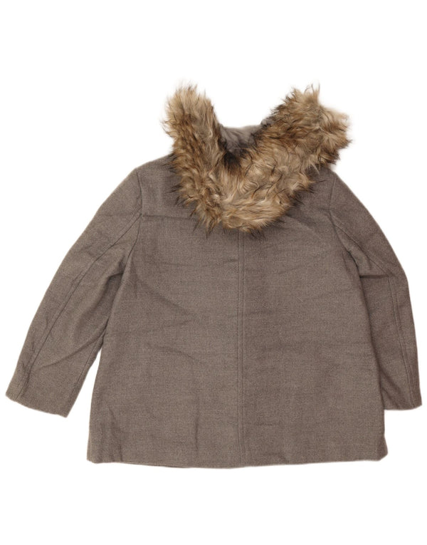 Cappotto con cappuccio da donna Zara UK 14 Viscosa grigio medio