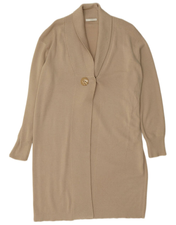 Maglione cardigan lungo con collo a scialle da donna Marks & Spencer UK 18 XL Beige