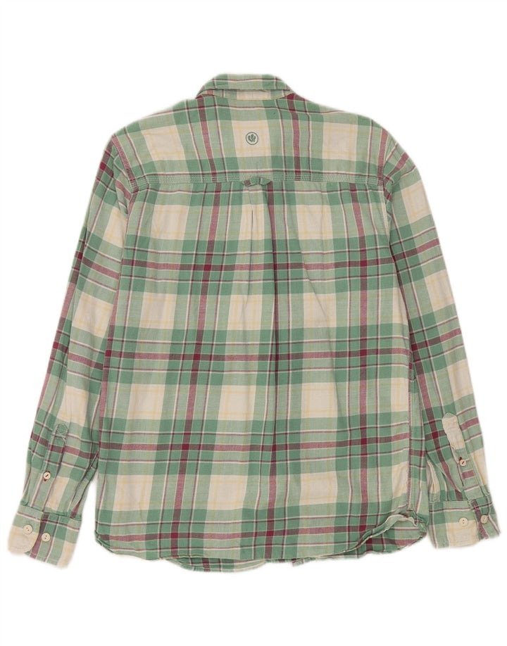 Camicia in flanella da uomo Fat Face piccola in cotone scozzese verde