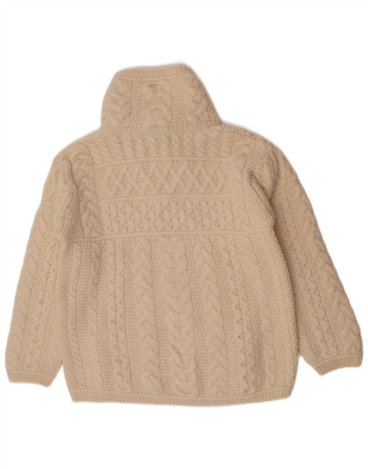 Maglione cardigan con zip intera da donna Aran Crafts UK 16 grande bianco sporco