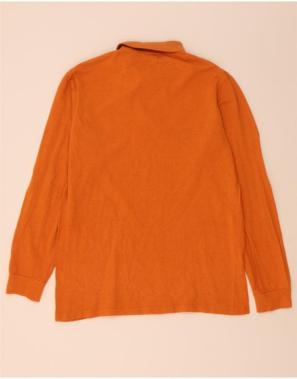 Polo da uomo a maniche lunghe Lacoste taglia 4 in cotone arancione medio