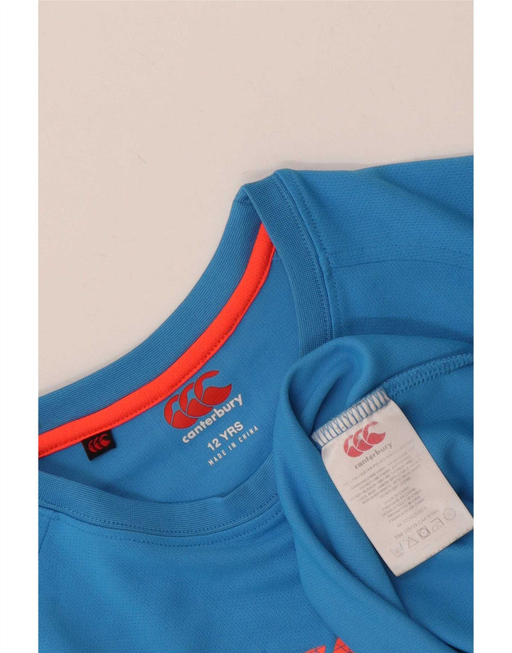 T-shirt grafica da ragazzo Canterbury Top 11-12 anni in poliestere blu