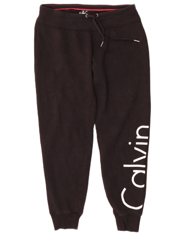CALVIN KLEIN Pantaloni da tuta con grafica da donna Joggers UK 10 Small Nero