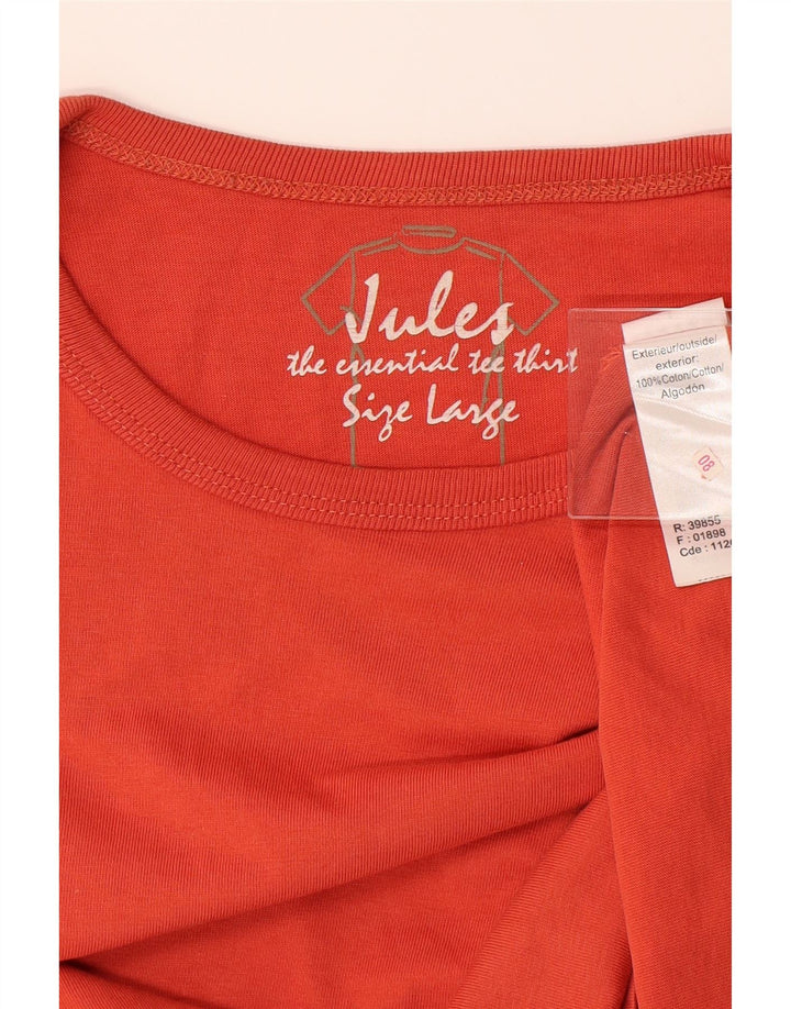 JULES Mens T-Shirt Top Large Orange Cotton