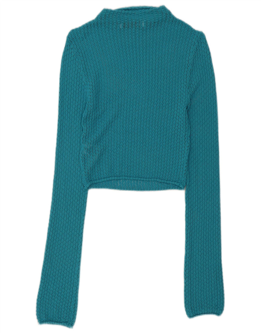 Maglione corto da donna Zara con collo alto all'uncinetto, taglia UK 12 Blu medio