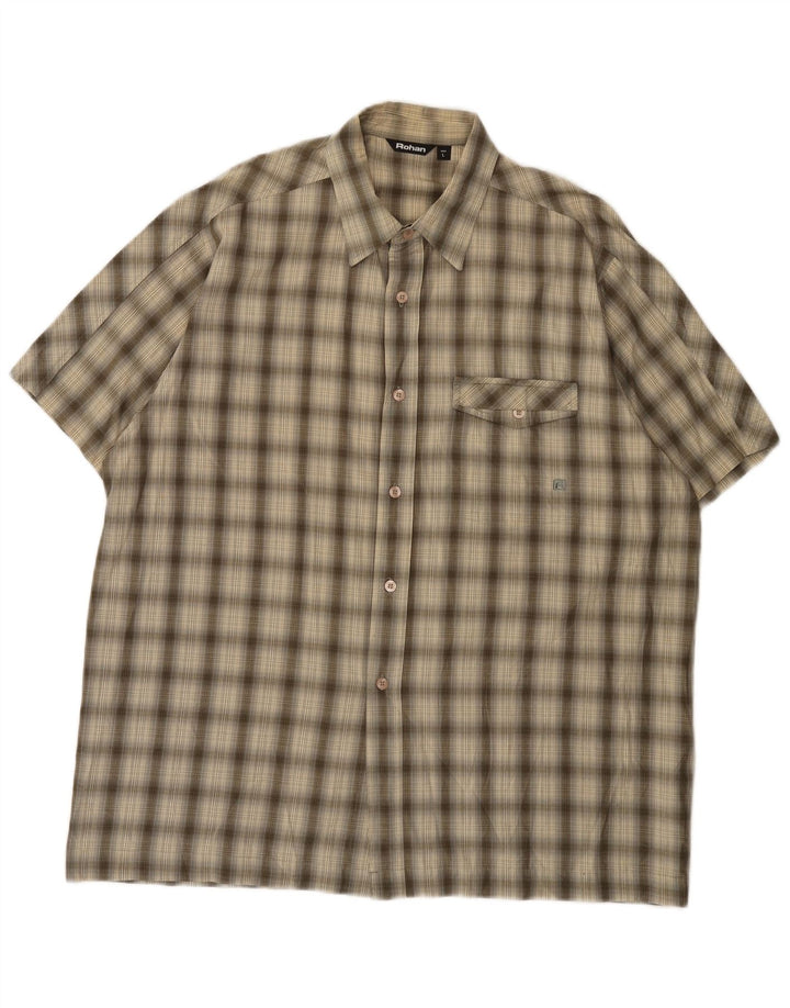 Camicia a maniche corte da uomo Rohan, cotone a quadri kaki grande