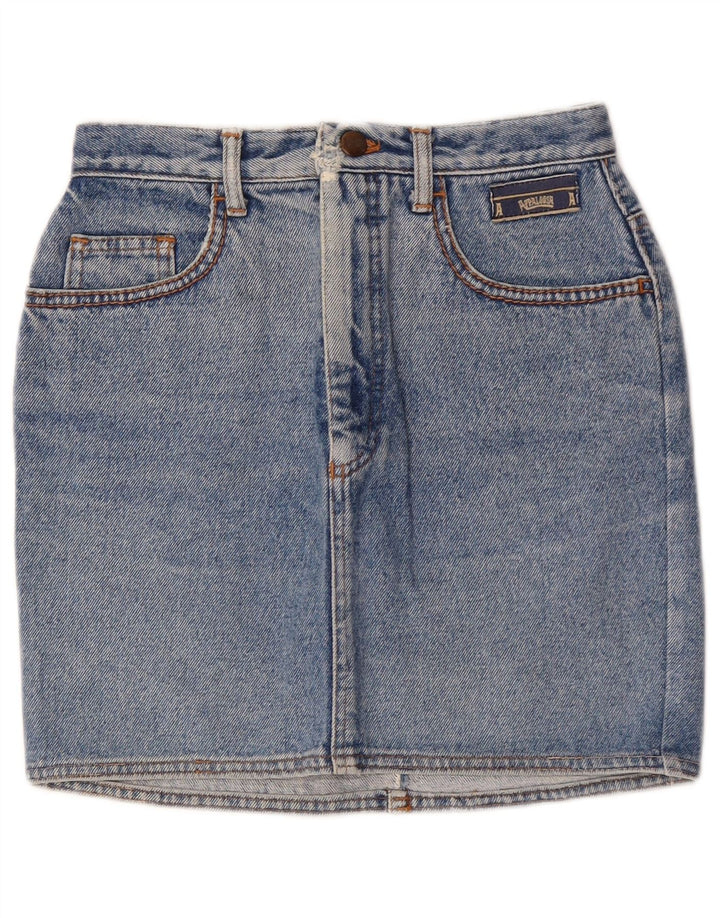 Mini gonna di jeans vintage da donna W26 piccola blu