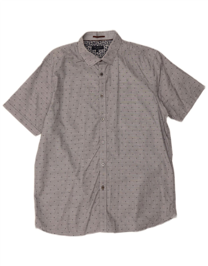 Ted Baker Camicia a maniche corte da uomo Taglia 5 XL Cotone maculato grigio