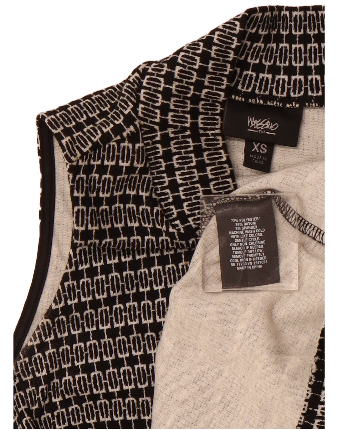 MOSSIMO Abito da donna senza maniche a trapezio UK 6 XS Poliestere geometrico nero