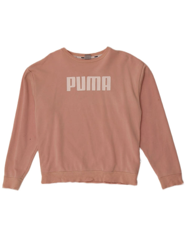 Felpa oversize con grafica da donna Puma UK 10 Small Pink Cotton