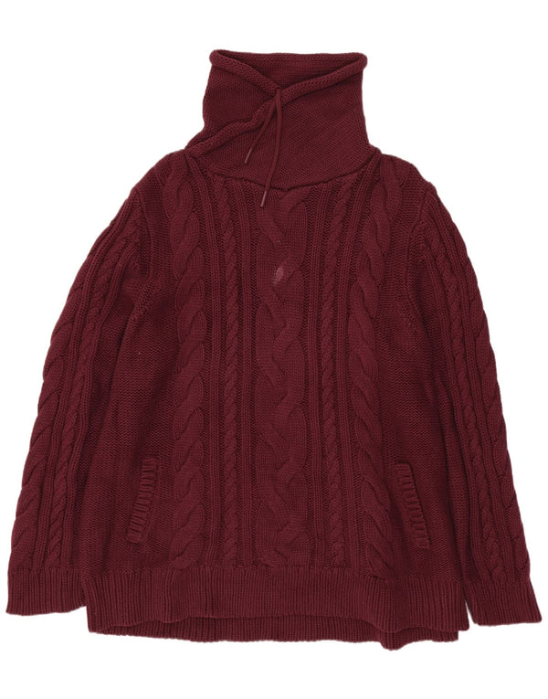 Maglione maglione a collo alto da donna L.L.Bean UK 20 2XL cotone bordeaux