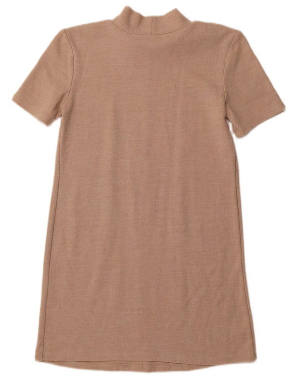 Abito maglione a maniche corte da donna ZARA UK 10 piccolo Beige