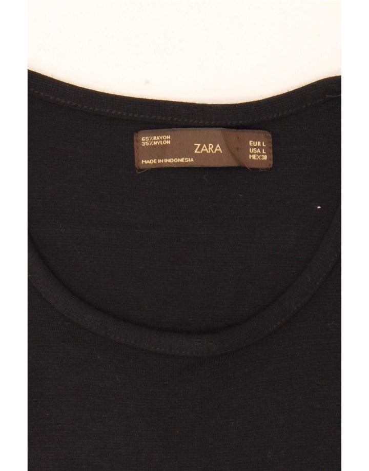 Abito basico senza maniche da donna Zara UK 14 grande rayon nero