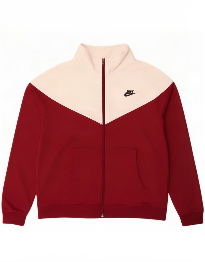 Giacca da tuta da uomo Nike, giacca grande, in poliestere color block marrone